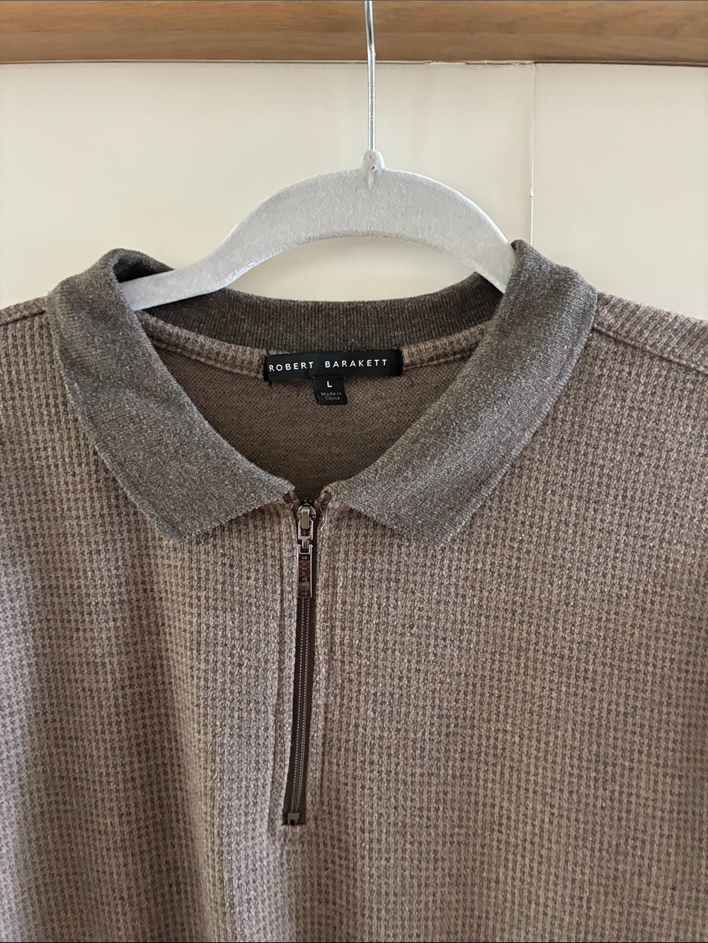 Robert Barakett Men's Taupe quarter Zip Polo